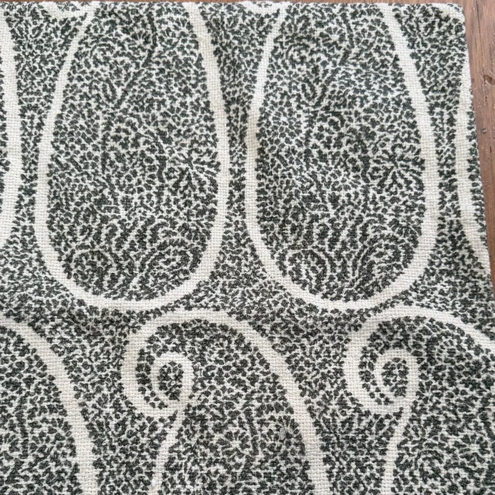 Pottery Barn Green and White Paisley-Style Accent Pillow Cover